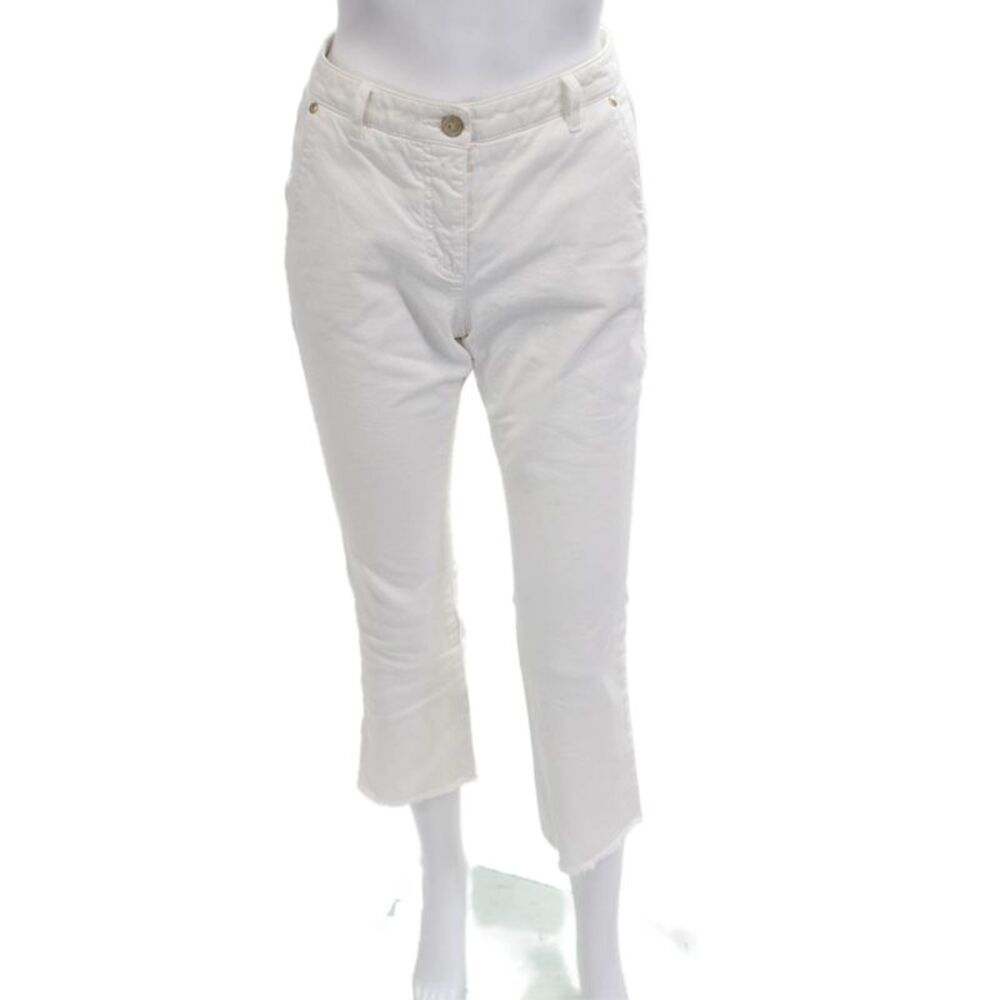 Luisa Cerano Women Ankle Cropped Pants White Mid Rise Size 4